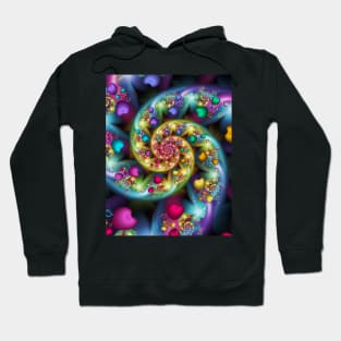 Colorful fractal heart spiral image Hoodie